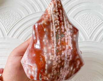 Ocean Jasper crystal flame healing crystal home decor
