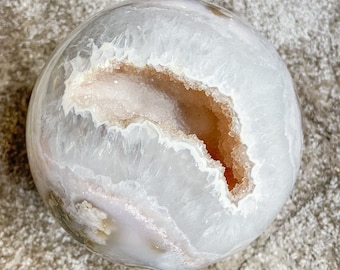 Pink amethyst Flower agate XXXL large crystal sphere healing crystal home decor | Rare pink amethyst druzy flower agate crystal sphere