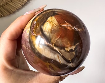 Petrified wood crystal sphere healing crystal home decor