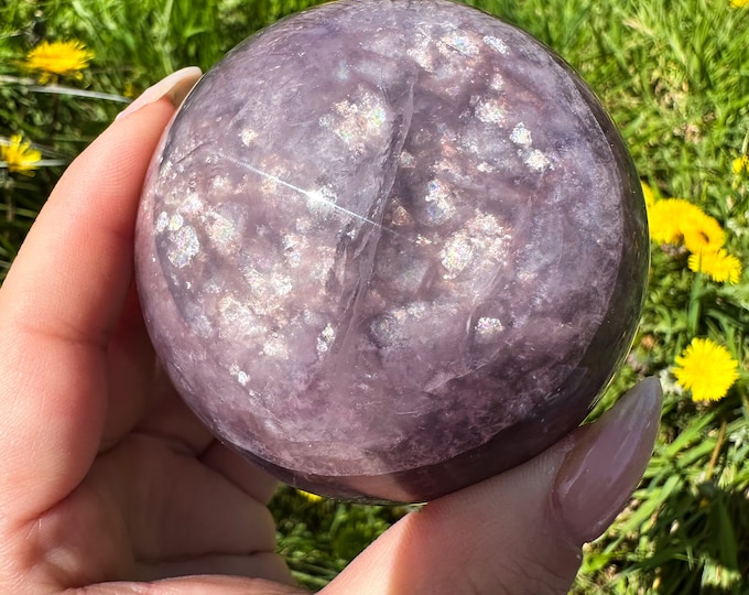Extraordinary Galaxy fluorite | Purple with Mica crystal sphere | premium crystal sphere | healing crystal home decor