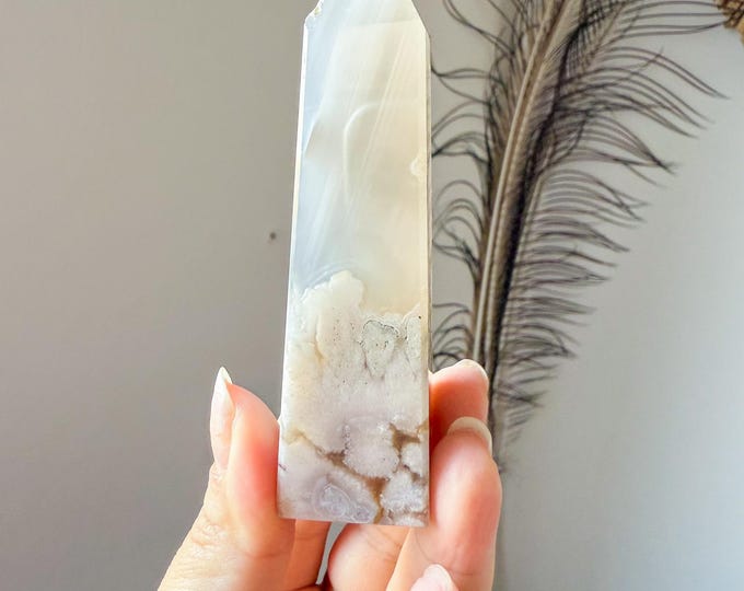 Flower agate geode Crystal tower (LY)  | High-quality flower agate crystal tower healing crystal home decor