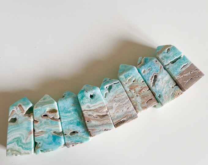 Caribbean blue aragonite crystal tower small crystal tower healing crystal healing journey home decoration