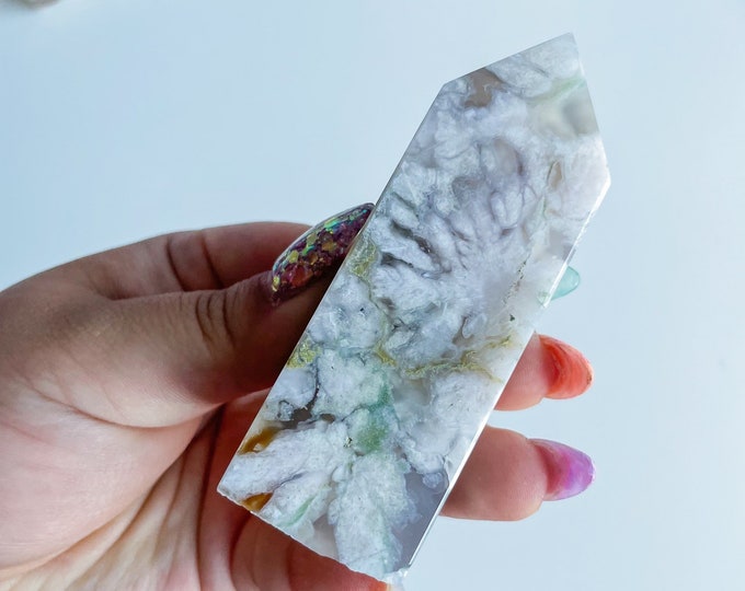 Druzy flower agate geode Crystal tower pink flower agate crystal tower healing crystal home decor