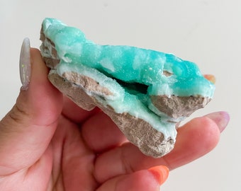 Blue aragonite with azurite and calcite rare crystal specimen