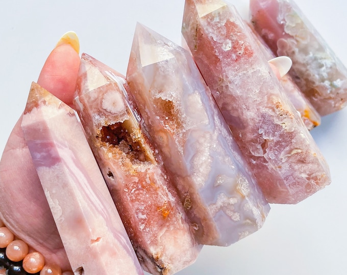 Flower agate crystal tower |cherry blossom agate home decoration | flower agate specimen | healing crystal | birthday gift|anniversary gift