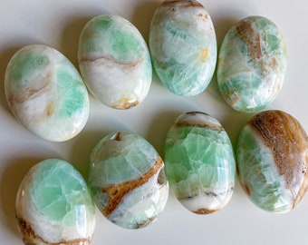 green calcite crystal palmstone healing crystal self-love journey home decoration