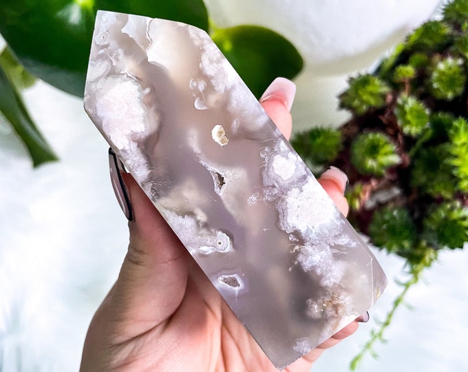 Flower agate crystal tower |cherry blossom agate home decoration | flower agate specimen | healing crystal | birthday gift|anniversary gift