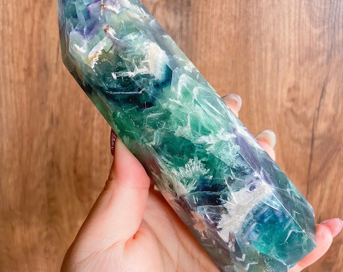 Fluorite crystal towers healing crystal home decoration | premium snowflake fluorite crystal tower
