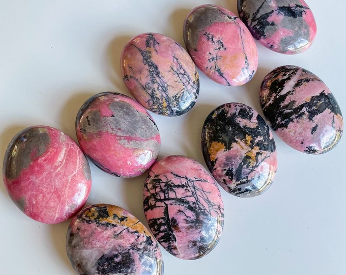 Premium rhodonite crystal palmstone healing crystal self-love journey home decoration