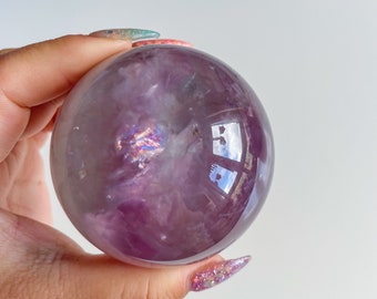 Pastel fluorite crystal sphere | unicorn sunrise fluorite sphere healing crystal home decor