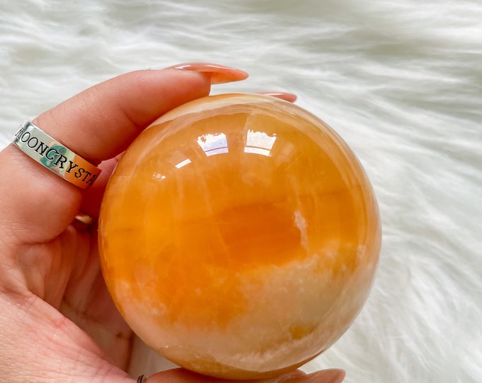 Premium Orange calcite crystal sphere healing crystal home decor |orange calcite sphere