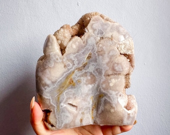 Large Pink amethyst Druzy flower agate free form natural crystal ornament home decoration