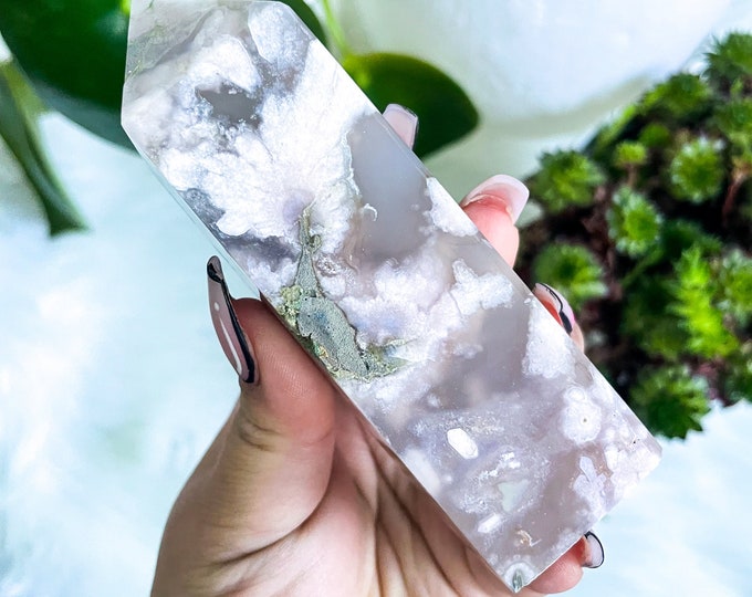 Flower agate crystal tower |cherry blossom agate home decoration | flower agate specimen | healing crystal | birthday gift|anniversary gift