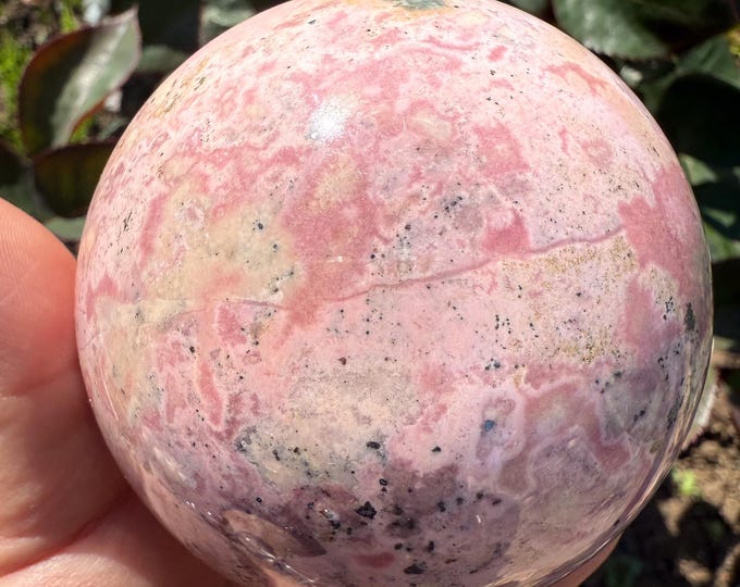 Peruvian Rhodochrosite with pyrite Sphere |pink crystal gift | pink crystal wellbeing home decoration | unique love birthday gift