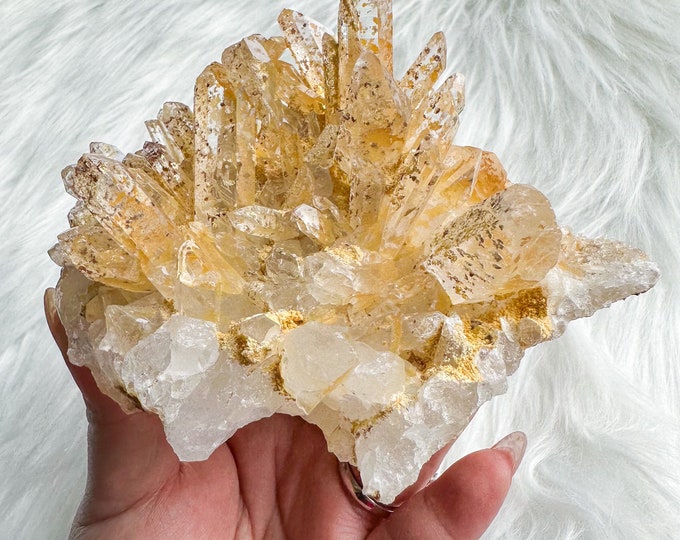 Golden healer quartz cluster mineral specimen | natural premium crystal cluster  | crystal healing home decoration | positive fengshui home