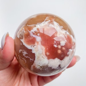 Flower agate crystal sphere|cherry blossom agate home decoration | flower agate specimen | healing crystal | birthday gift|anniversary gift