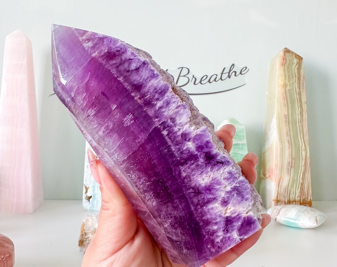 Pink-Purple Fluorite Tower - High Quality Crystal Home Decor - Healing Properties and Eye-Catching Design