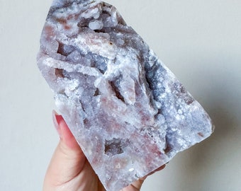 Matrix fluorite with quartz and calcite | rare fluorite crystal tower healing crystal