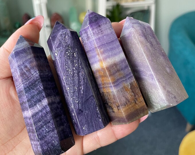 fluorite tower point healing crystal home decoration meditation reiki practice