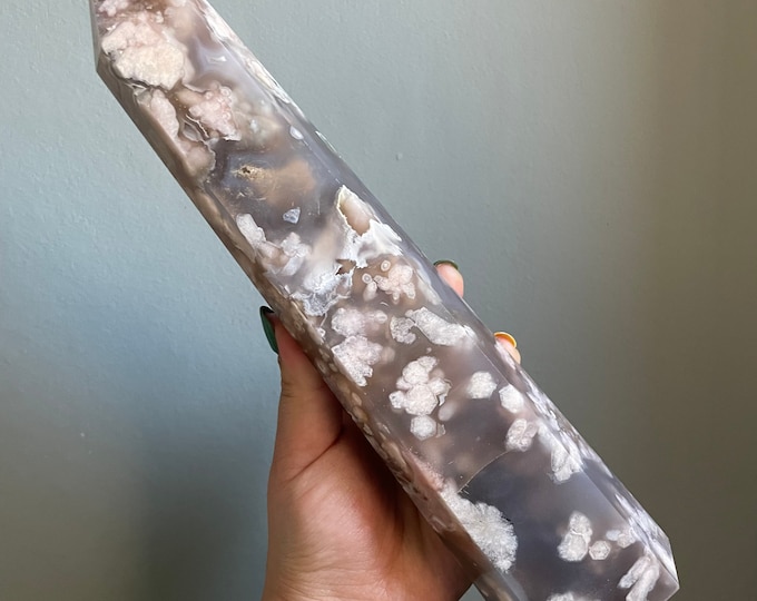 Flower agate crystal tower |cherry blossom agate home decoration | flower agate specimen | healing crystal | birthday gift|anniversary gift