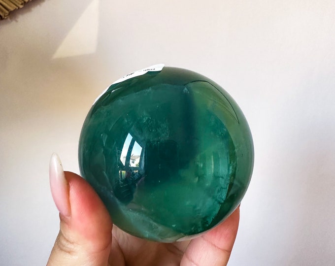 Green fluorite crystal sphere healing crystal home decor