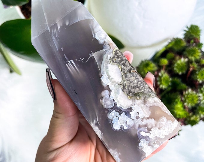 Flower agate crystal tower |cherry blossom agate home decoration | flower agate specimen | healing crystal | birthday gift|anniversary gift