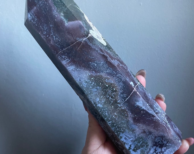 Moss agate crystal tower | moss agate home decoration | moss agate ornament | healing crystal | birthstone gifts| wedding anniversary gift