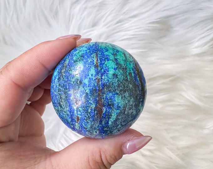 Rare Azurite with Malachite Sphere