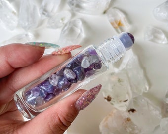 Amethyst Roller Ball Essential Oil bottle -Essential oil Diffuser | aromatherapy self love crystal healingaccessory