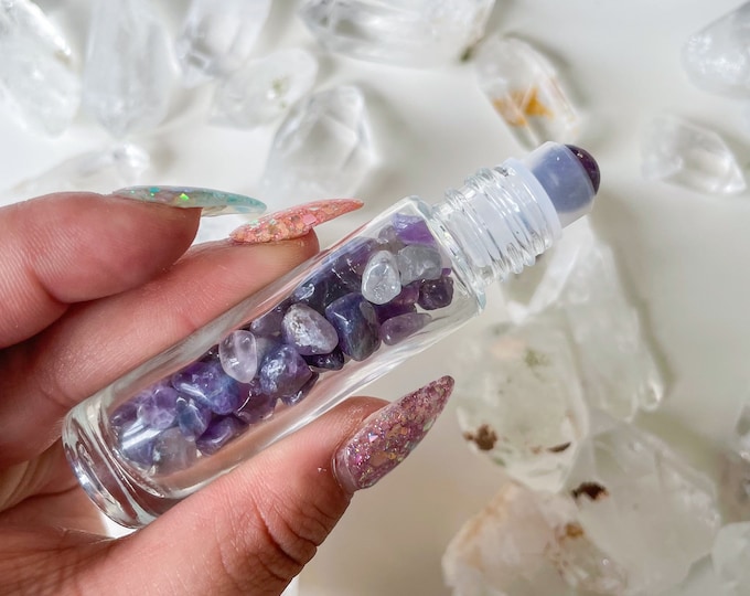 Amethyst Roller Ball Essential Oil bottle -Essential oil Diffuser | aromatherapy self love crystal healingaccessory
