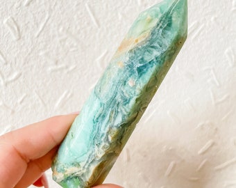 Druzy Fluorite tower, grass fluorite tower, green fluorite crystal point, rare crystal tower, healing journey home decoration