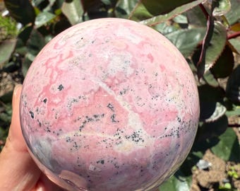 Peruvian Rhodochrosite with pyrite Sphere |pink crystal gift | pink crystal wellbeing home decoration | unique love birthday gift
