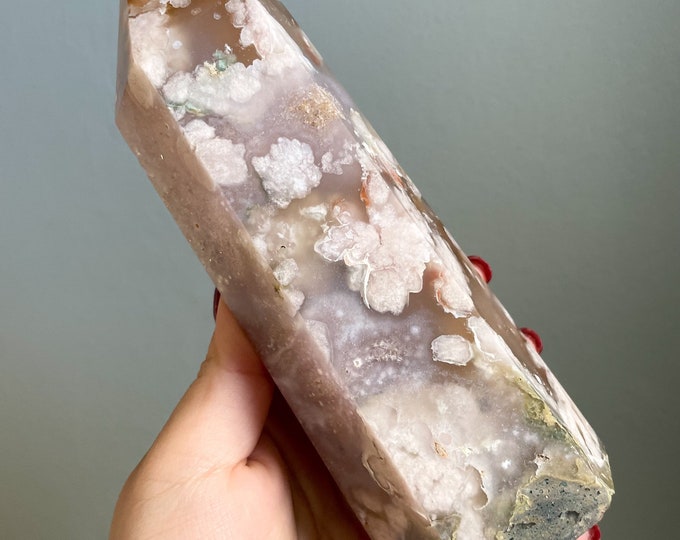 Flower agate crystal tower |cherry blossom agate home decoration | flower agate specimen | healing crystal | birthday gift|anniversary gift