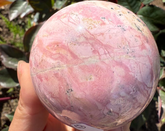 Peruvian Rhodochrosite with pyrite Sphere |pink crystal gift | pink crystal wellbeing home decoration | unique love birthday gift