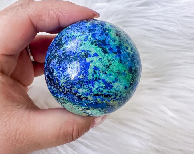 Rare Azurite with Malachite Sphere