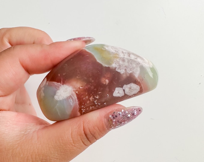 green flower agate  small crystal freeform |healing crystal | birthday gift|anniversary gift