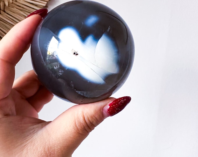 Orca Agate natural crystal sphere| unique crystal home decor| Tranquility home style | Earthy decor | Oceanic decor | unique gift idea