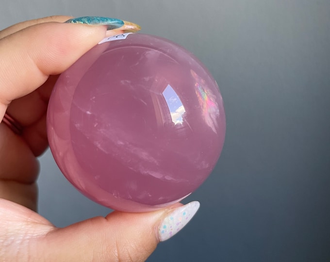 Rose quartz crystal sphere | healing crystal home decoration |rare crystal specimen | birthstone gifts| wedding anniversary gift