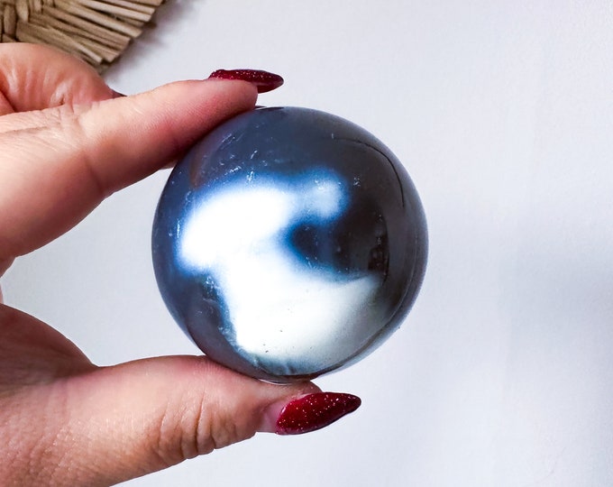 Orca Agate natural crystal sphere| unique crystal home decor| Tranquility home style | Earthy decor | Oceanic decor | unique gift idea