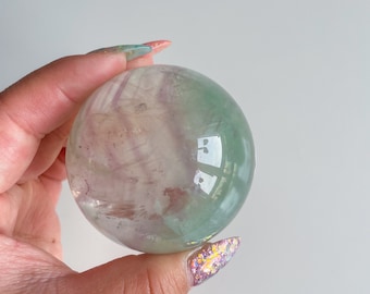 Green fluorite crystal sphere healing crystal home decor