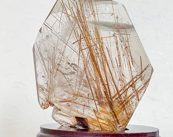 Rutilated quartz with hematite, chlorite , and Pyrite natural Crystal high end crystal home decor