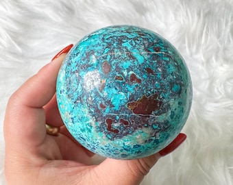 Rare Turquoise with chrysocolla crystal sphere