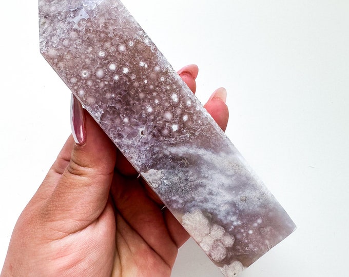 Black Flower agate crystal tower (NT) |flower agate home decoration | flower agate specimen  | unique gift| anniversary gift