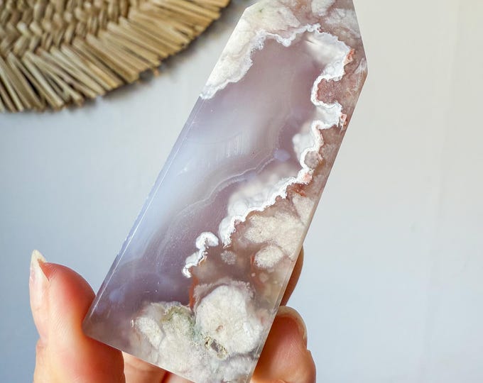 Flower agate geode Crystal tower (LY)  | High-quality flower agate crystal tower healing crystal home decor