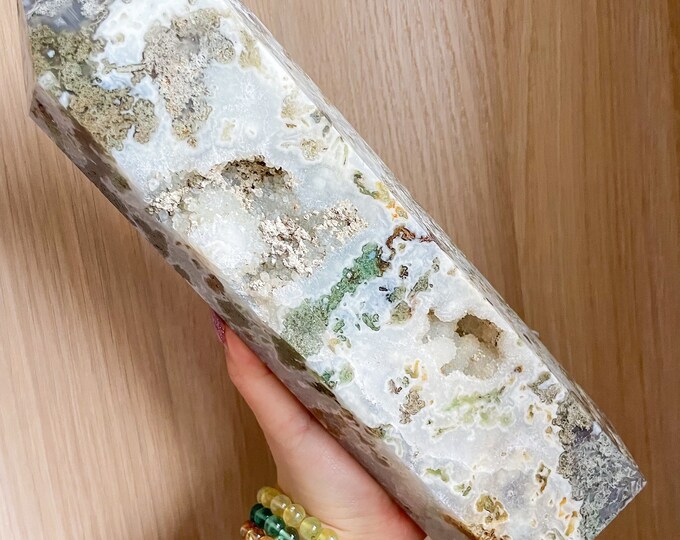 Moss agate crystal tower | moss agate home decoration | moss agate ornament | healing crystal | birthstone gifts| wedding anniversary gift