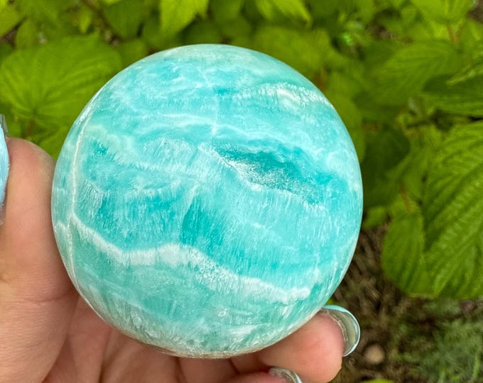 Blue aragonite crystal sphere healing crystal home decor