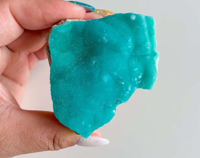 Blue aragonite with azurite and calcite rare crystal specimen