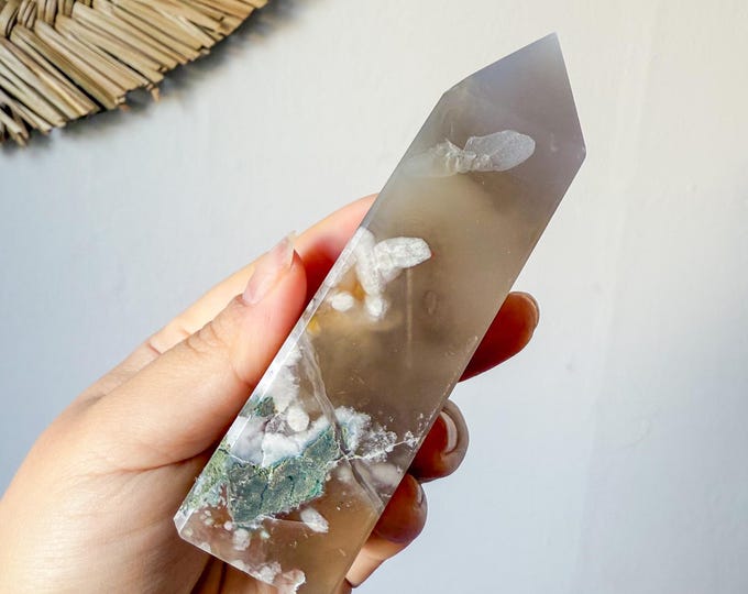 Flower agate geode Crystal tower (LY)  | High-quality flower agate crystal tower healing crystal home decor