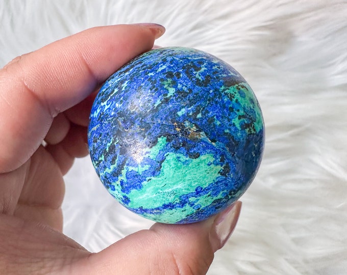 Rare Azurite with Malachite Sphere