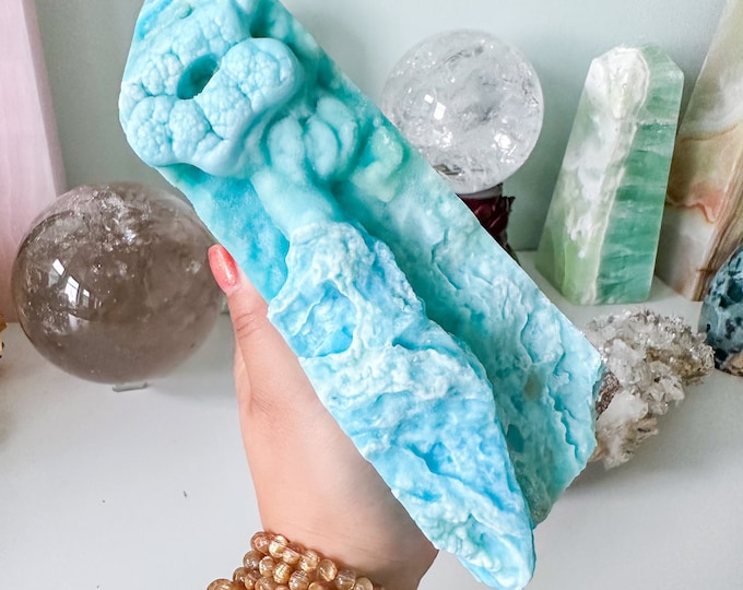 Collector Grade Blue Aragonite large  tower - Exquisite Home Decor & Healing Crystal Gift
